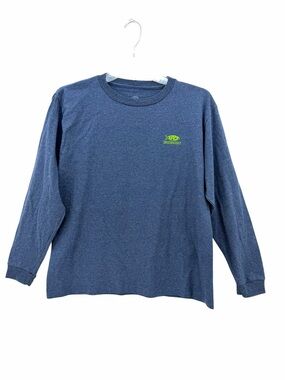 AFTCO Boys Navy Blue Long Sleeve Tee with Lime Logo